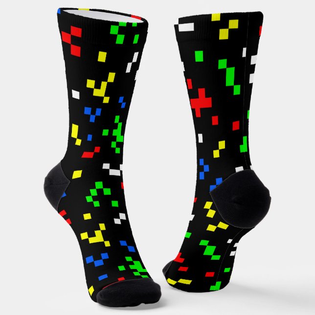 Chaussette Motif graphique de jeu vidéo 8 bits Retro (Angulaire)