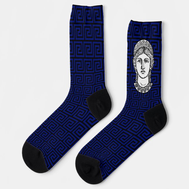 Chaussette Motif grec en Chaussettes d'équipage bleu et noir (Gauche)