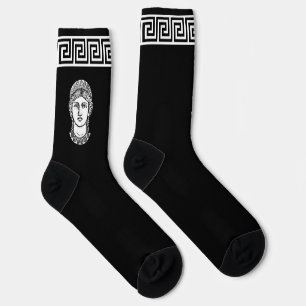 Chaussette Motif grec noir et blanc sur chaussettes noires