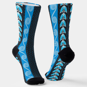 Chaussette Motif grec Turquoise bleu et gris
