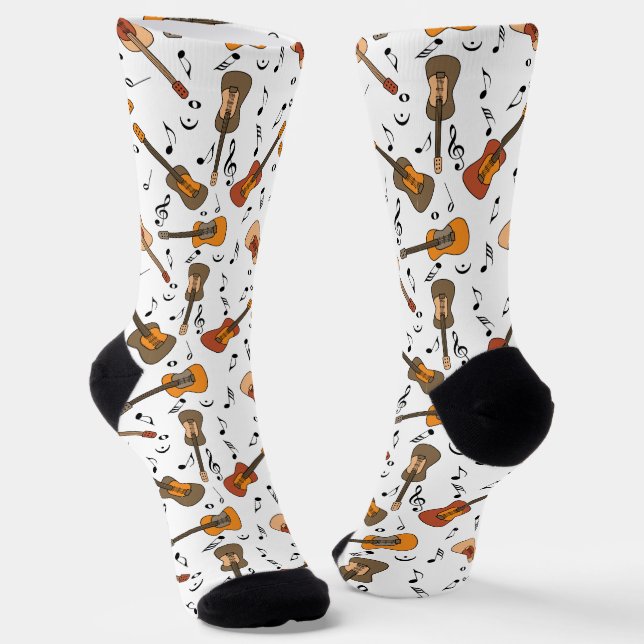 Chaussette Motif Guitare Music Notes (Angulaire)