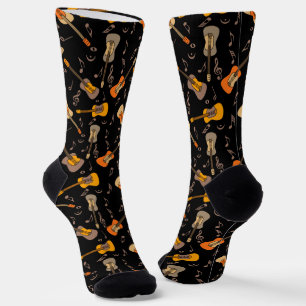 Chaussette Motif Guitare Music Notes