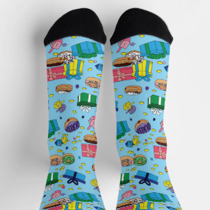 Chaussette Motif Hanoukka bleu clair