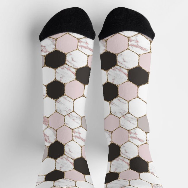 Chaussette Motif Hexagon de marbre géométrique moderne (Haut)