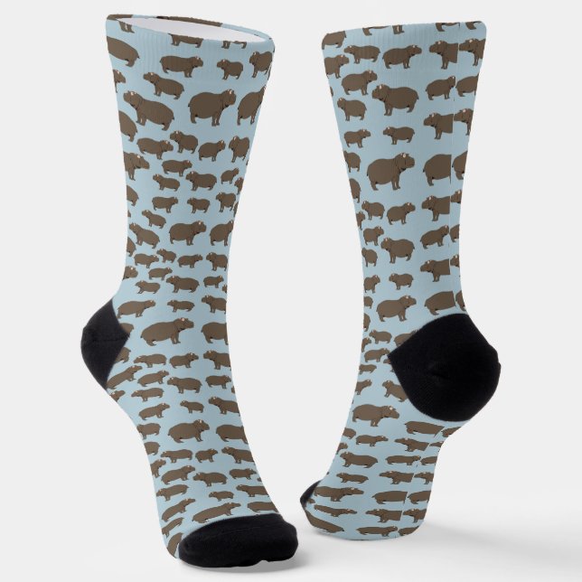 Chaussette Motif Hippopotame Hippo (Angulaire)