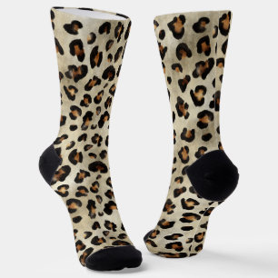 Chaussette Motif imprimé animal léopard guépard beige marron