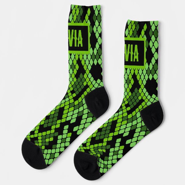 Chaussette Motif imprimé serpent nom personnalisé classique  (Gauche)