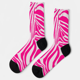 Chaussette Motif imprimé zèbre rose