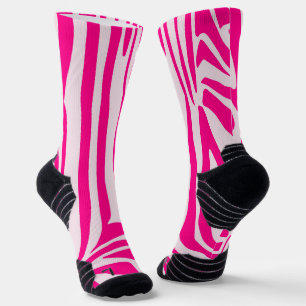Chaussette Motif imprimé zèbre rose