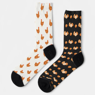 Chaussette Motif inégal de poulets et d'oeufs