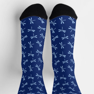 Chaussette Motif japonais de libellules, marine et bleu clair