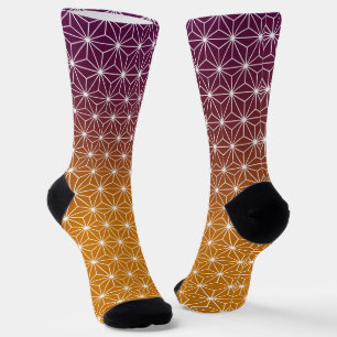 Chaussette Motif japonais traditionnel Gold & Plum