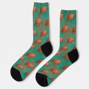 Chaussette Motif javelina mignon Southwest couleur cuivre sar