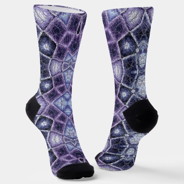 Chaussette Motif kaléidoscope géométrique bleu et violet (Angulaire)