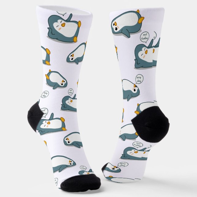 Chaussette Motif Lazy Cute Penguin personnalisé (Angulaire)