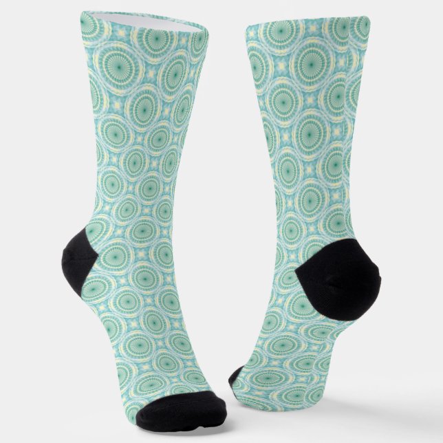 Chaussette Motif Mandala bleu vert orange (Angulaire)