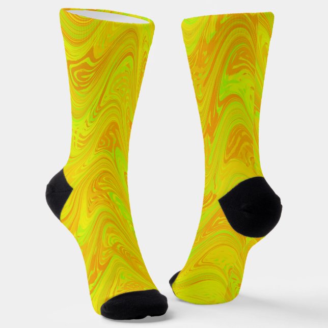 Chaussette Motif Marbré Vert Orange (Angulaire)