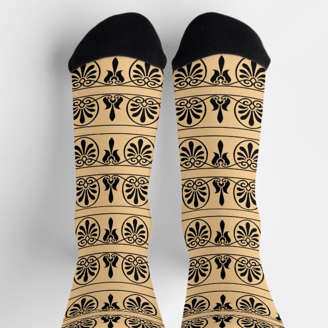 Chaussette Motif méditerranéen grec Arabesque Brown (Haut)