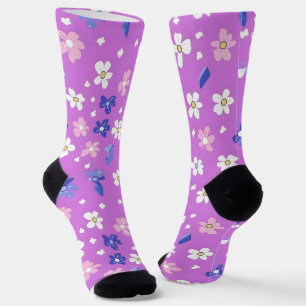 Chaussette Motif mignon violet Fleur