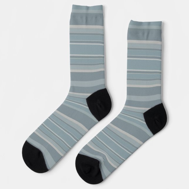 Chaussette Motif moderne cousu bleu rayé (Gauche)
