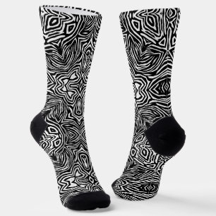 Chaussette Motif moderne géométrique abstrait noir et blanc