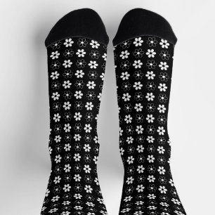 Chaussette Motif moderne noir et blanc sur chaussettes noires