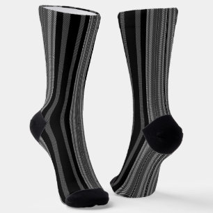 Chaussette Motif moderne noir gris blanc rayures
