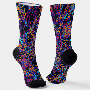Chaussette Motif multicolore incurvé en lignes 