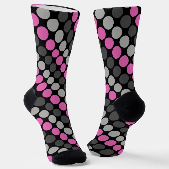 Chaussette Motif multicolore Retro Soixante Pois gris (Angulaire)