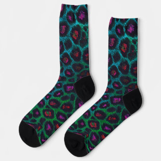 Chaussette Motif Neon-Noir de léopard des neiges