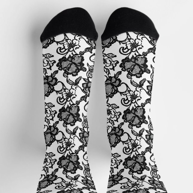 Chaussette Motif noir en dentelle complexe (Haut)