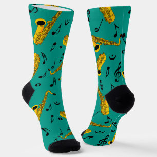 Chaussette Motif note musique saxophone