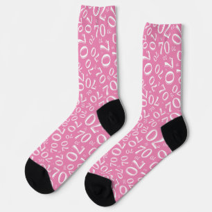 Chaussette Motif numérique aléatoire rose/blanc pour 70 ans