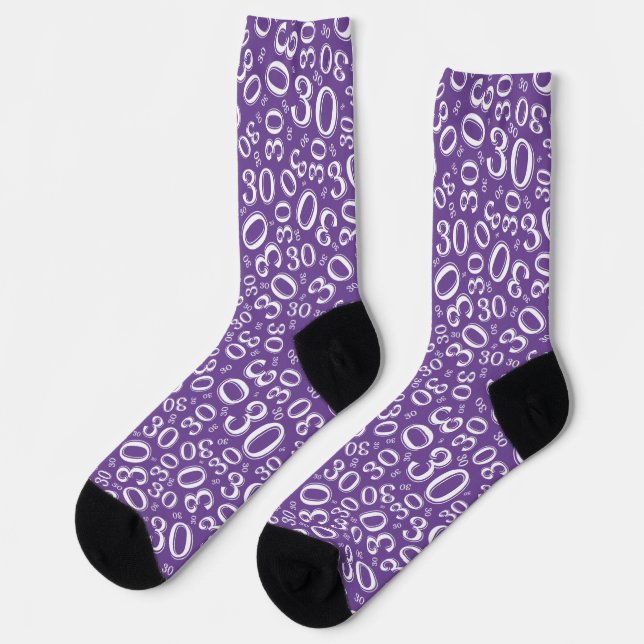 Chaussette Motif numérique aléatoire violet/blanc pour 30 ans (Gauche)
