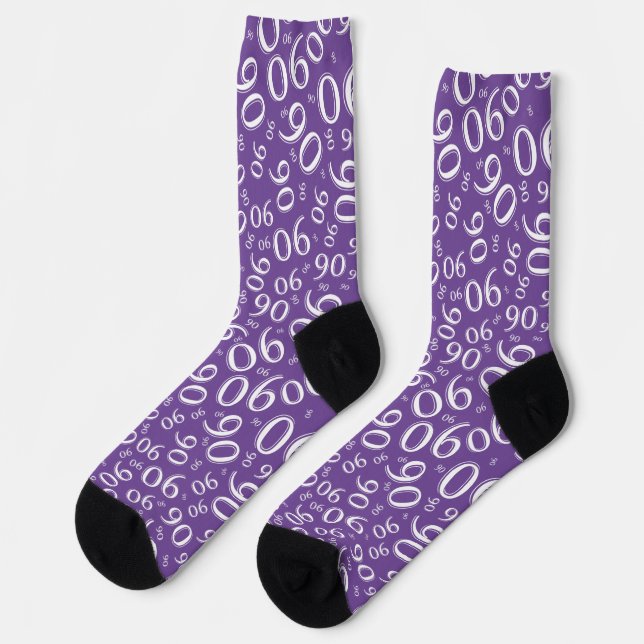 Chaussette Motif numérique aléatoire violet/blanc pour 90 ans (Gauche)