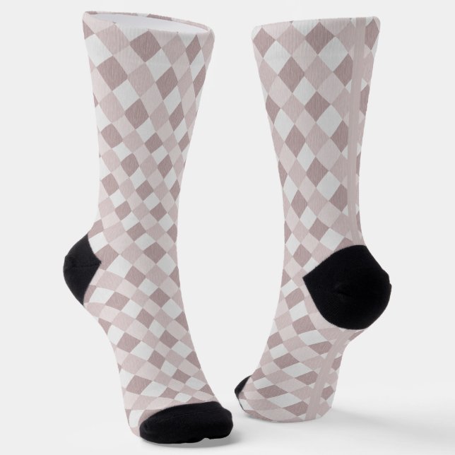 Chaussette Motif Oblique de  géométrique beige et gris (Angulaire)