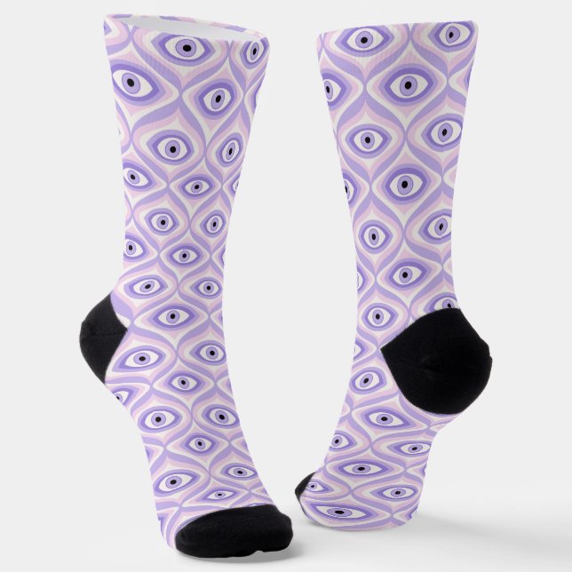 Chaussette Motif Oeil Rétro Dans Pastel Purple (Angulaire)