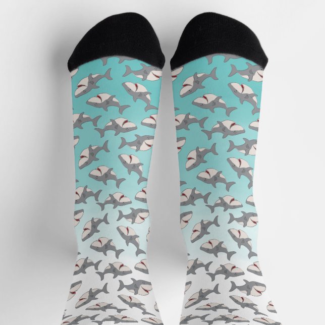 Chaussette Motif Ombre Blue Cute Cartoon Shark Week (Haut)