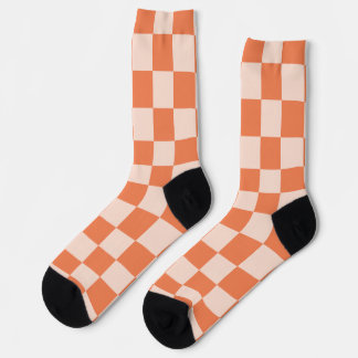 Chaussette Motif Orange Checker
