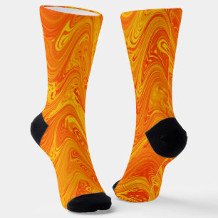 Chaussette Motif orange jaune rouge marbré