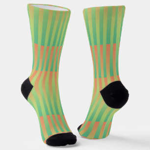 Chaussette Motif Orange Vert rayé