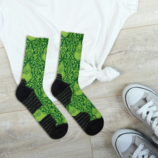 Chaussette Motif Orné de Grinch Vert (Socks on floor)