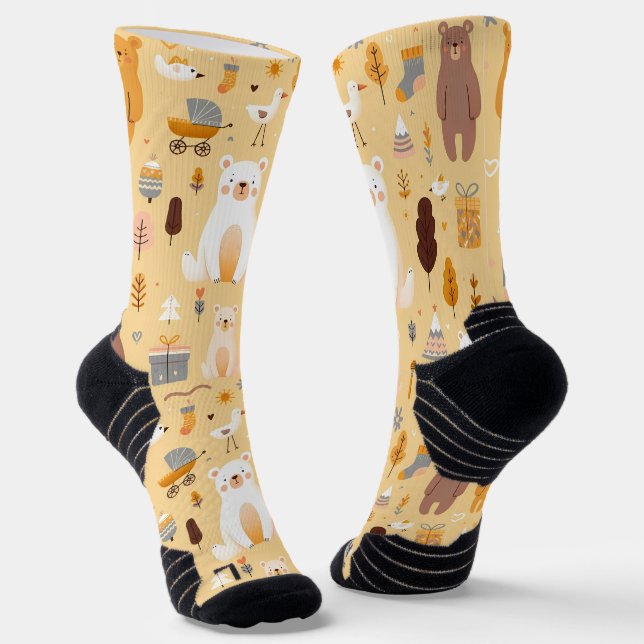 Chaussette Motif Ours Adorable (Angulaire)