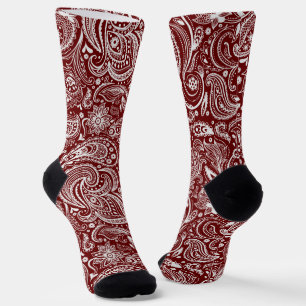 Chaussette Motif paisible floral blanc et rouge
