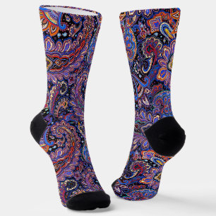 Chaussette Motif Paisley Bleu-Violet
