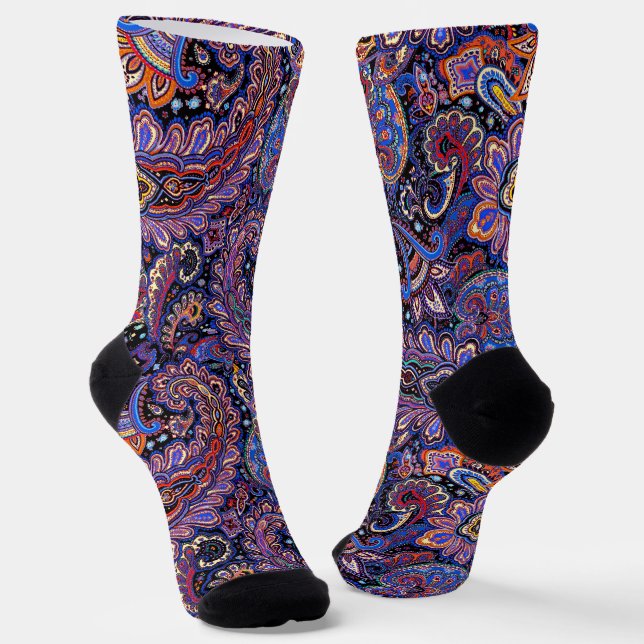 Chaussette Motif Paisley Bleu-Violet (Angulaire)