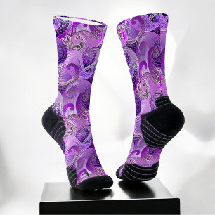 Chaussette Motif Paisley Violet Frais