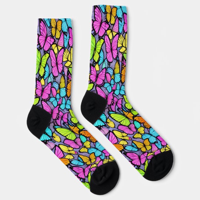 Chaussette Motif Papillon Coloré (Droite)