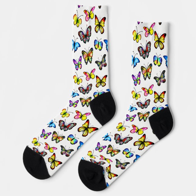 Chaussette Motif Papillon Coloré (Gauche)