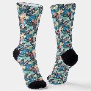 Chaussette Motif Pastel Tropical Leaf